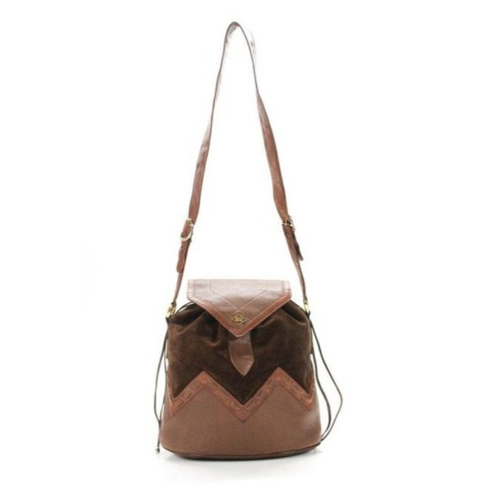 Gucci Bucket Bag Early Diamante Line Drawstring Toffee and Dark Brown Leather